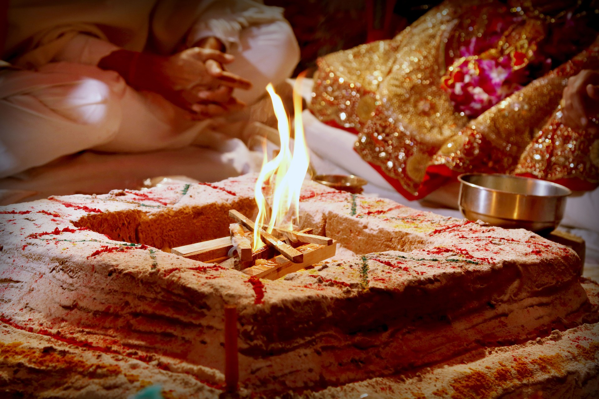 Sacred fire for Puja . Selective focus is used.