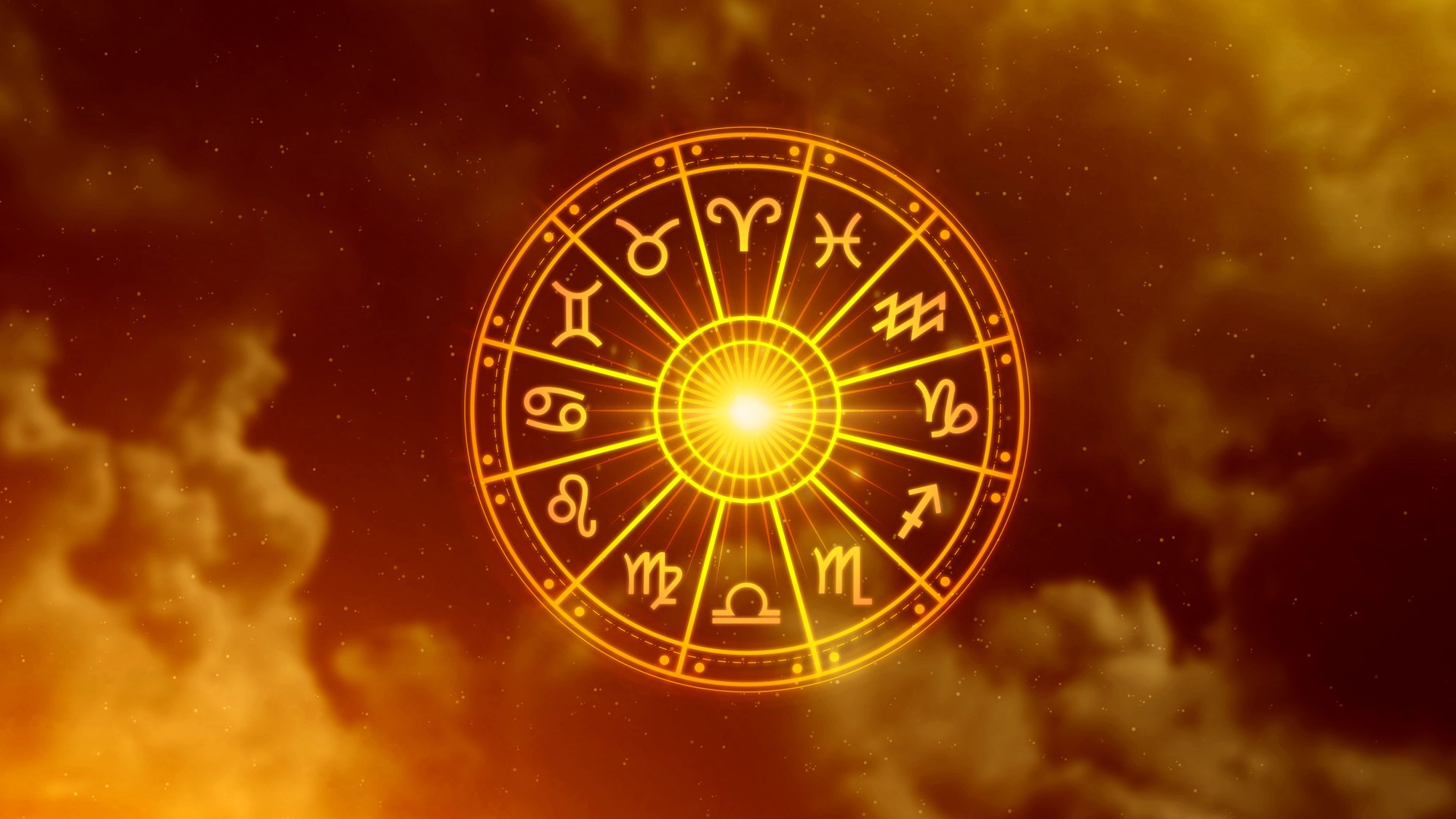 Concept of astrology and horoscope, person inside a zodiac sign wheel, Astrological zodiac signs inside of horoscope circle, Astrology, knowledge of stars in the sky, power of the universe concept.